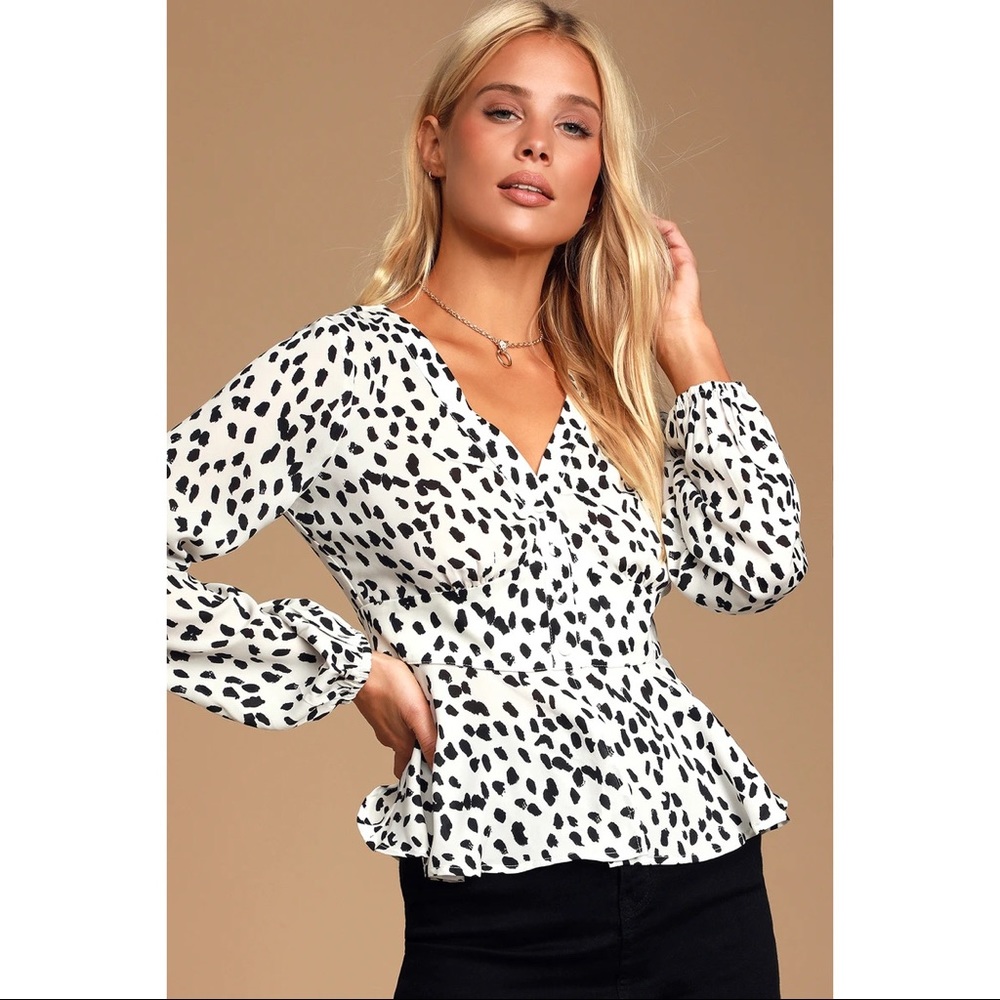 White Long Sleeve Cheetah Button Down Top